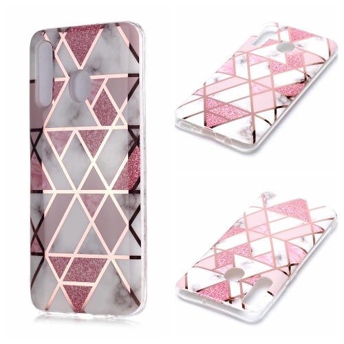 

For Galaxy A20 / A30 Plating Marble Pattern Soft TPU Protective Case(Pink)