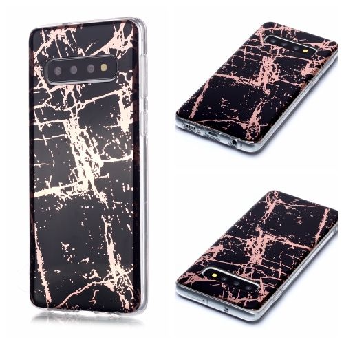 

For Galaxy S10 Plating Marble Pattern Soft TPU Protective Case(Black Gold)