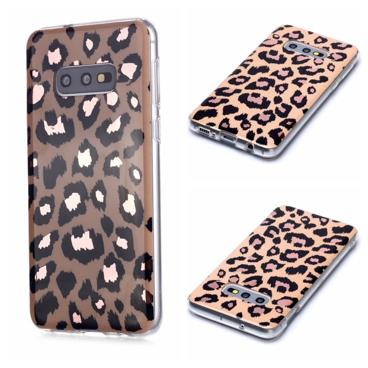 

For Galaxy S10e Plating Marble Pattern Soft TPU Protective Case(Leopard)