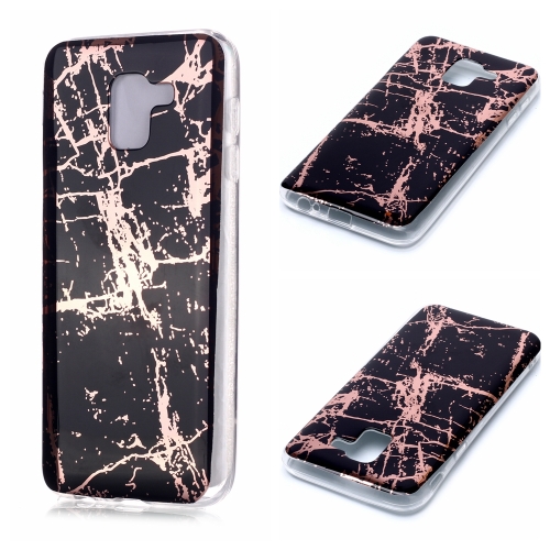 

For Galaxy J6 (2018) Plating Marble Pattern Soft TPU Protective Case(Black Gold)