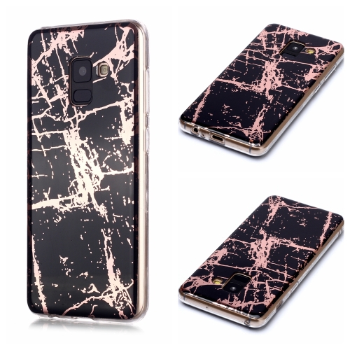 

For Galaxy A8 (2018) Plating Marble Pattern Soft TPU Protective Case(Black Gold)