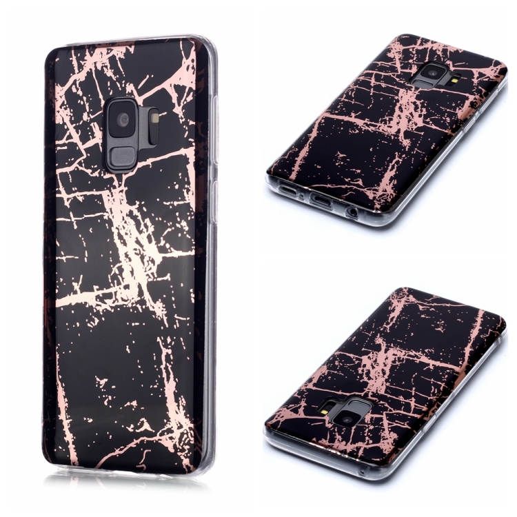 

For Galaxy S9 Plating Marble Pattern Soft TPU Protective Case(Black Gold)
