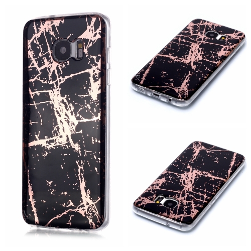 

For Galaxy S7 Plating Marble Pattern Soft TPU Protective Case(Black Gold)