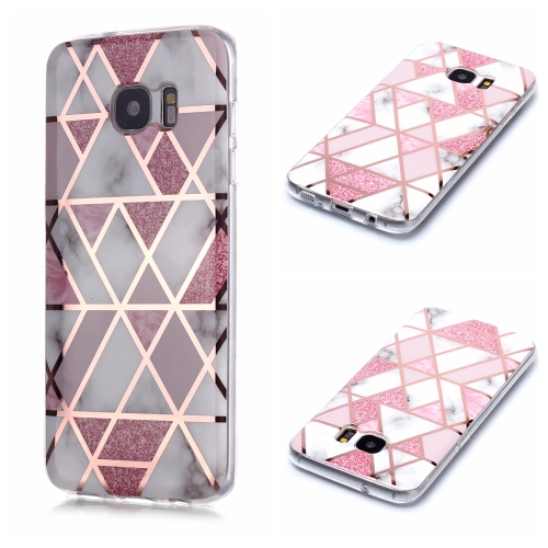 

For Galaxy S7 edge Plating Marble Pattern Soft TPU Protective Case(Pink)