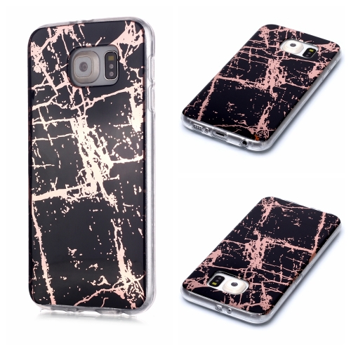 

For Galaxy S6 Plating Marble Pattern Soft TPU Protective Case(Black Gold)