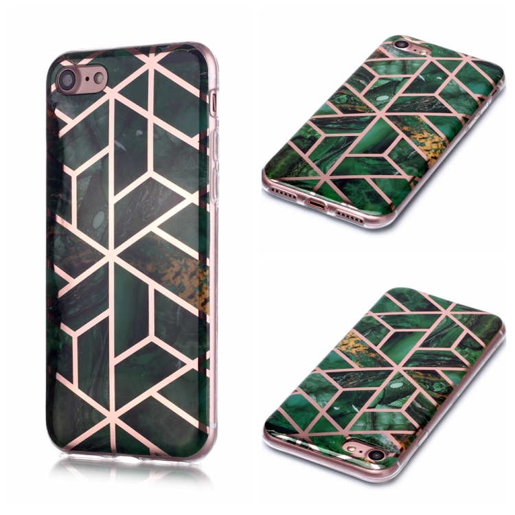 

For iPhone 7 / 8 Plating Marble Pattern Soft TPU Protective Case(Green)