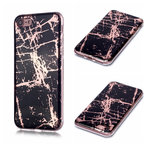 

For iPhone 7 / 8 Plating Marble Pattern Soft TPU Protective Case(Black Gold)