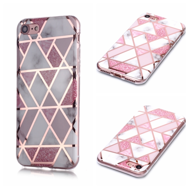 

For iPhone 6 / 6s Plating Marble Pattern Soft TPU Protective Case(Pink)
