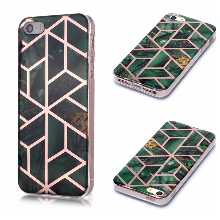 

For iPhone 5 & 5s & SE Plating Marble Pattern Soft TPU Protective Case(Green)