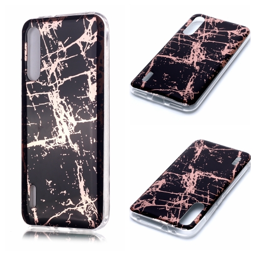 

For Xiaomi Mi CC9e / Mi A3 Plating Marble Pattern Soft TPU Protective Case(Black Gold)