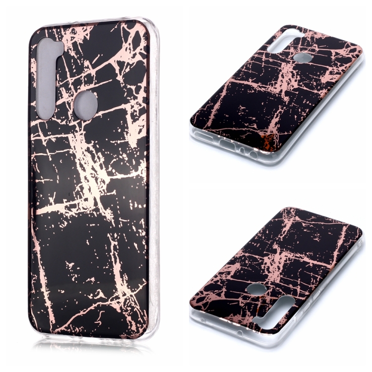 

For Xiaomi Redmi Note 8 Plating Marble Pattern Soft TPU Protective Case(Black Gold)