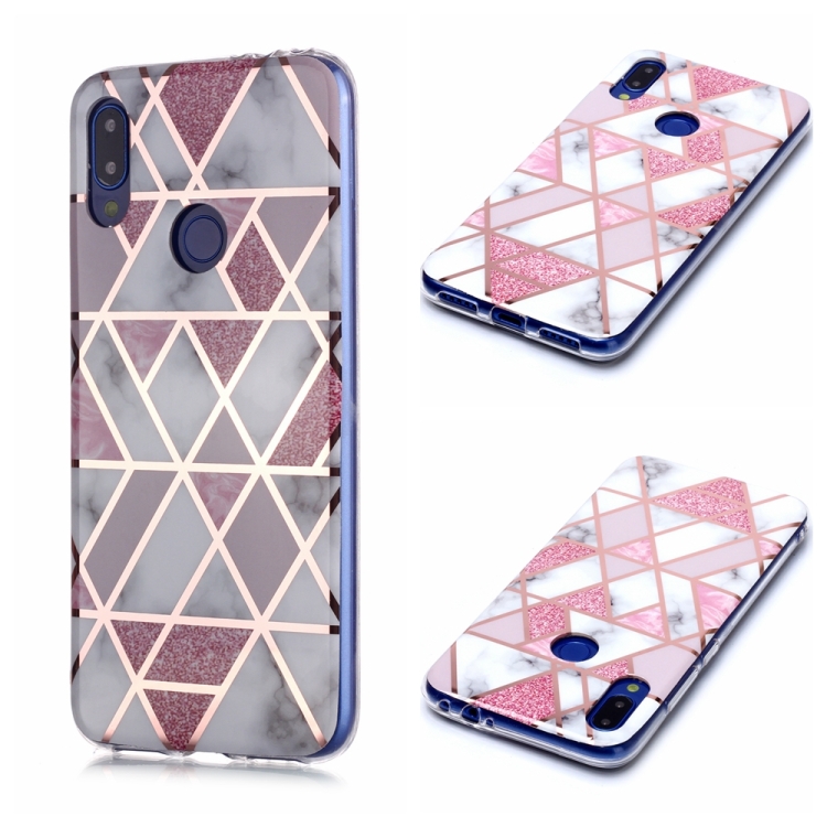 

For Xiaomi Redmi Note 7 Plating Marble Pattern Soft TPU Protective Case(Pink)