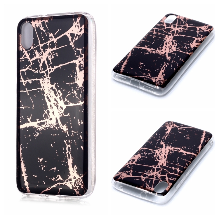 

For Xiaomi Redmi 7A Plating Marble Pattern Soft TPU Protective Case(Black Gold)