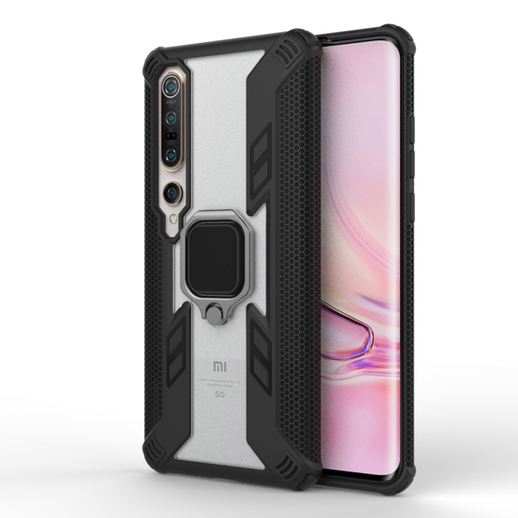 

For Xiaomi Mi 10 Shockproof PC + TPU Protective Case with Ring Holder(Black)