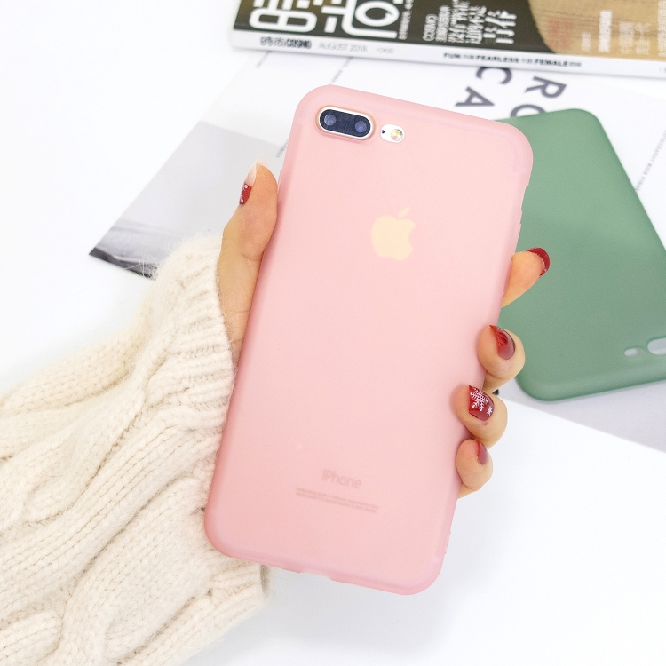 

For iPhone 8 Plus / 7 Plus 1.5mm Liquid Emulsion Translucent TPU case(Pink)