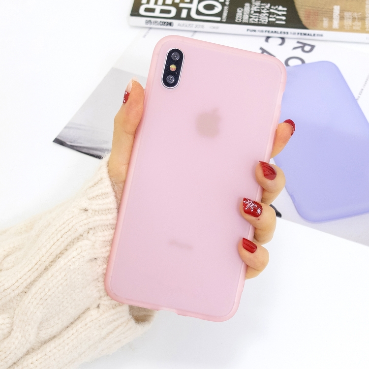 

For iPhone XS Max 1.5mm Liquid Emulsion Translucent TPU case(Pink)