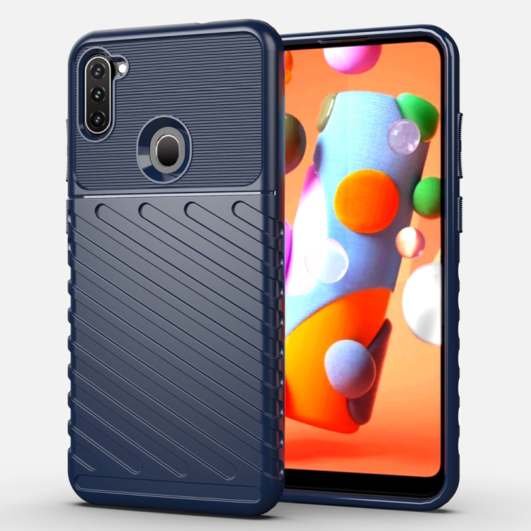 

For Galaxy A11 Thunderbolt Shockproof TPU Soft Case(Navy Blue)