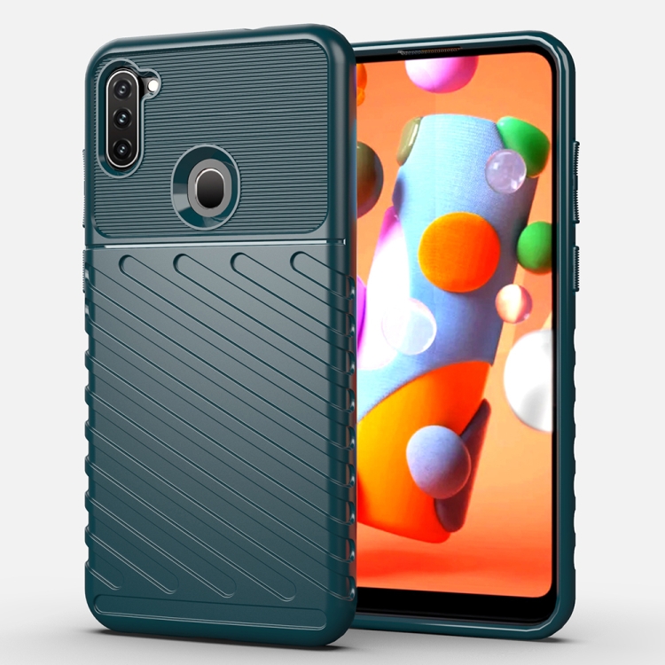 

For Galaxy A11 Thunderbolt Shockproof TPU Soft Case(Dark Green)