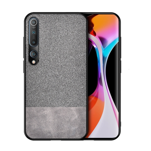 

For Xiaomi Mi 10 Shockproof Splicing PU + Cloth Texture PC + TPU Protective Case(Grey)