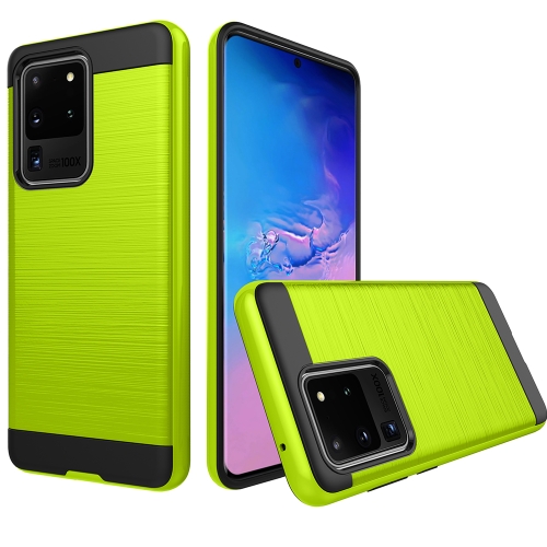 

For Galaxy S20 Ultra Brushed Texture Shockproof Rugged Armor Protective Case(Green)