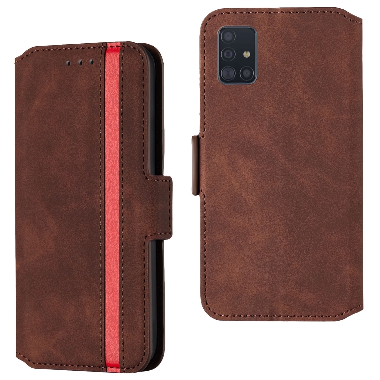 

For Galaxy A71 Retro Frosted Oil Side Horizontal Flip Case with Holder & Card Slots(Wine Red)