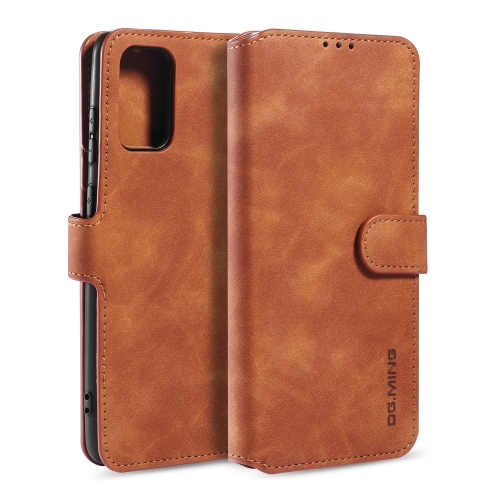 

For Galaxy S20 DG.MING Retro Oil Side Horizontal Flip Case with Holder & Card Slots & Wallet(Brown)