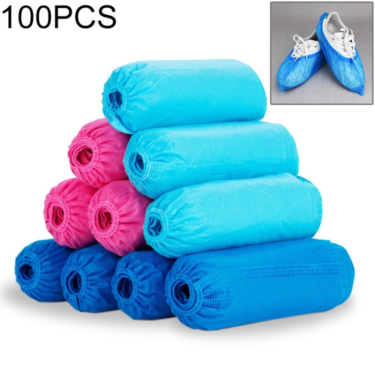 

100 PCS 400g Disposable Shoe Covers Indoor Cleaning Floor Thicken Non-Woven Fabric Overshoes(3 Color Mixed)