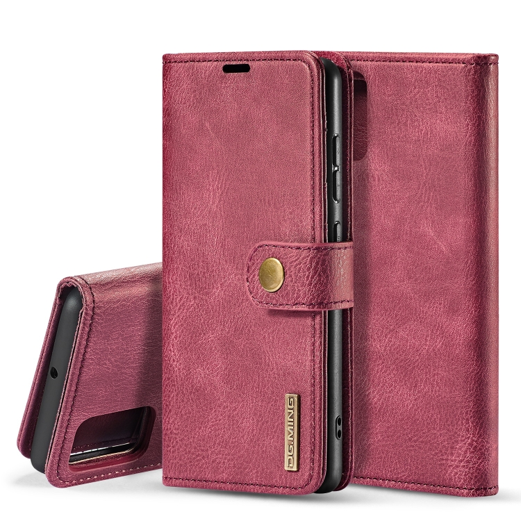 

For Galaxy A51 DG.MING Crazy Horse Texture Flip Detachable Magnetic Leather Case with Holder & Card Slots & Wallet(Red)