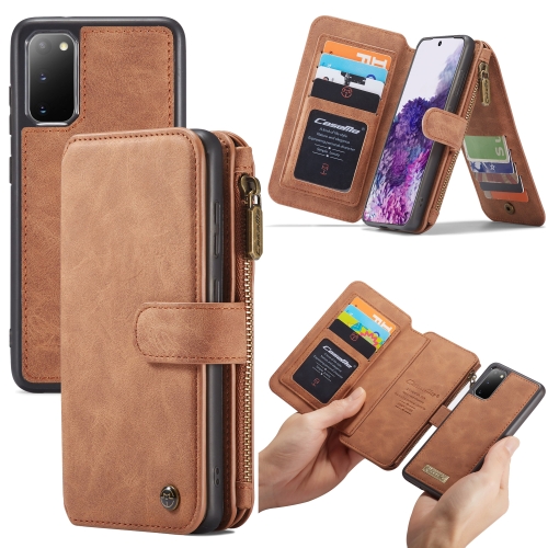 

For Galaxy S20 CaseMe Crazy Horse Texture Detachable Multifunctional Horizontal Flip Leather Case, with Card Slot & Holder & Zipper Wallet & Photo Frame(Brown)