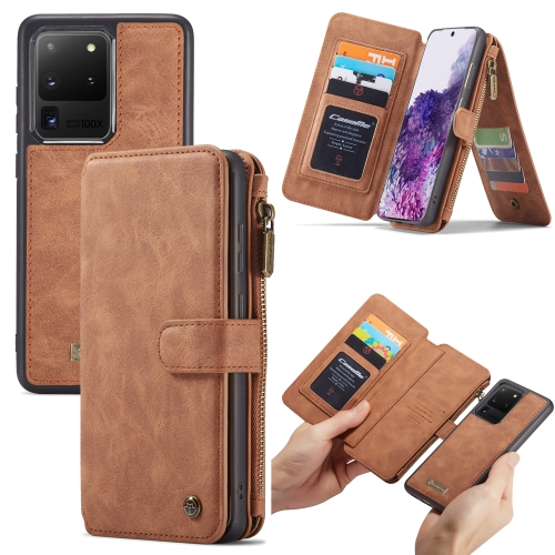 

For Galaxy S20 Ultra CaseMe Crazy Horse Texture Detachable Multifunctional Horizontal Flip Leather Case, with Card Slot & Holder & Zipper Wallet & Photo Frame(Brown)