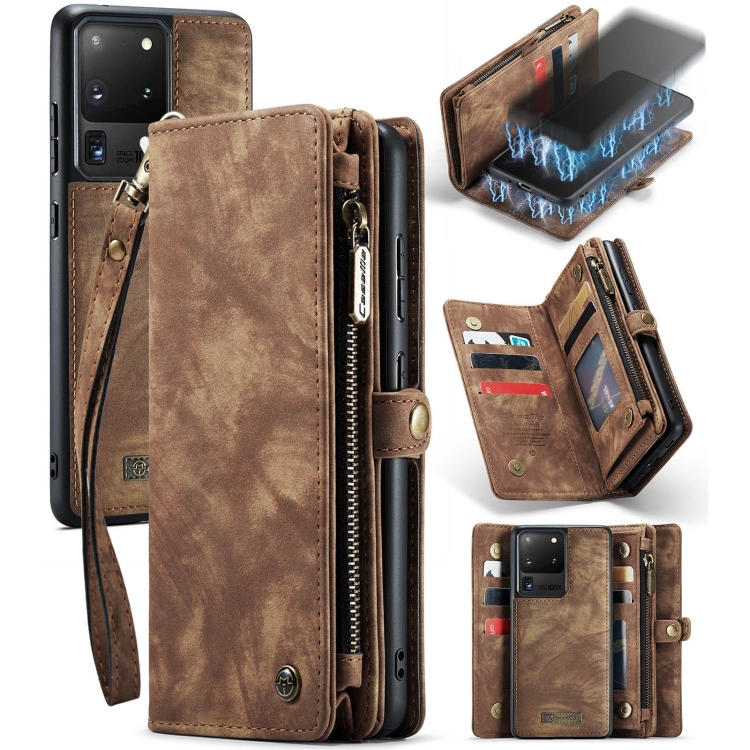 

For Galaxy S20 Plus CaseMe Detachable Multifunctional Horizontal Flip Leather Case, with Card Slot & Holder & Zipper Wallet & Photo Frame(Brown)
