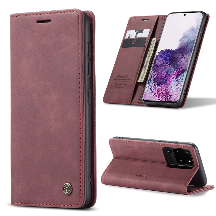 

For Galaxy S20 Ultra CaseMe Multifunctional Horizontal Flip Leather Case, with Card Slot & Holder & Wallet(Wine Red)