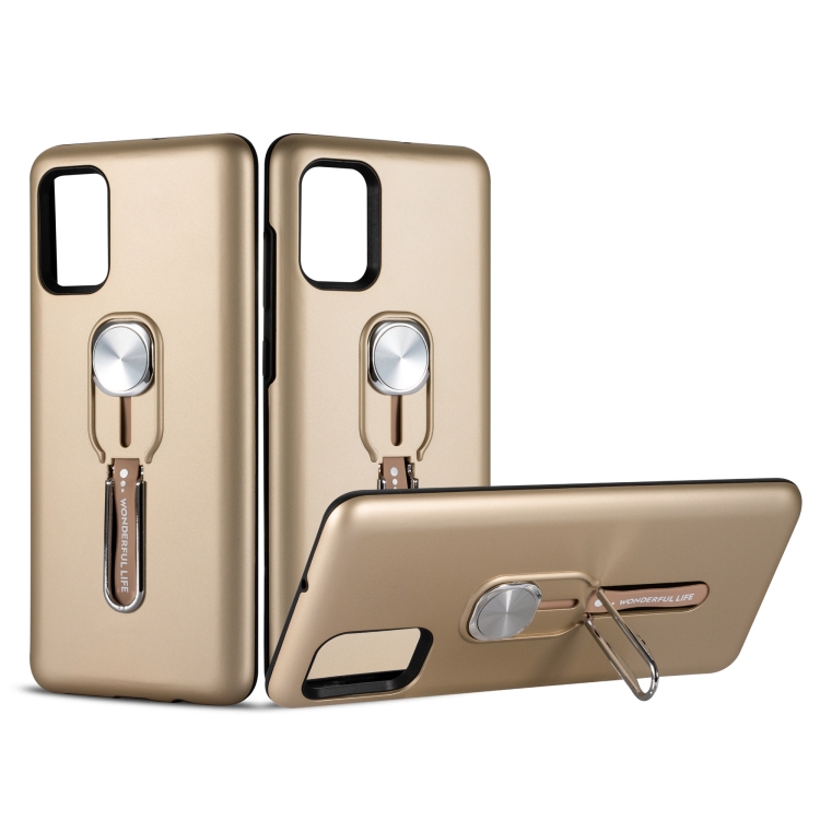 

For Galaxy A71 Shockproof TPU + PC Protective Case with Holder(Gold)