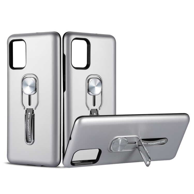 

For Galaxy A71 Shockproof TPU + PC Protective Case with Holder(Silver)