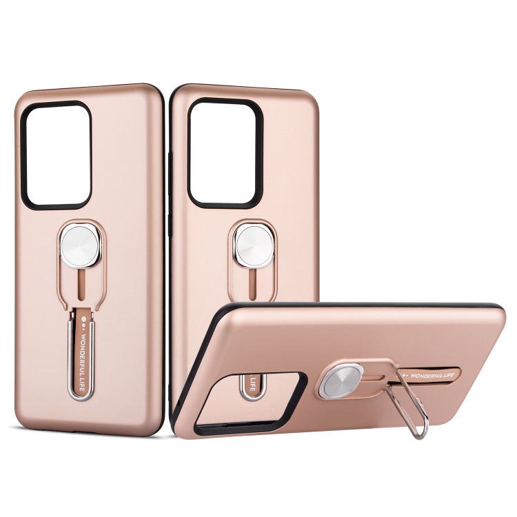 

For Galaxy S20 Ultra Shockproof TPU + PC Protective Case with Holder(Rose Gold)