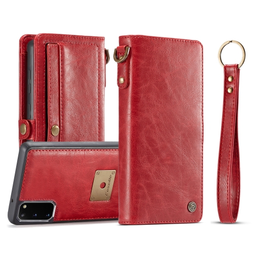 

For Galaxy S20 CaseMe Separable Crazy Horse Texture Magnetic Flip Leather Wallet Case with Zipper & Card Slot & Photo Frame & Lanyard(Red)