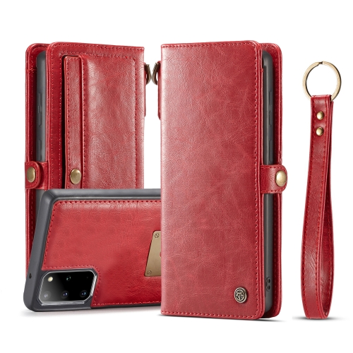 

For Galaxy S20 Plus CaseMe Separable Crazy Horse Texture Magnetic Flip Leather Wallet Case with Zipper & Card Slot & Photo Frame & Lanyard(Red)