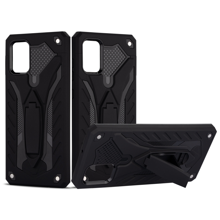 

For Galaxy A51 Shockproof TPU + PC Protective Case with Holder(Black)
