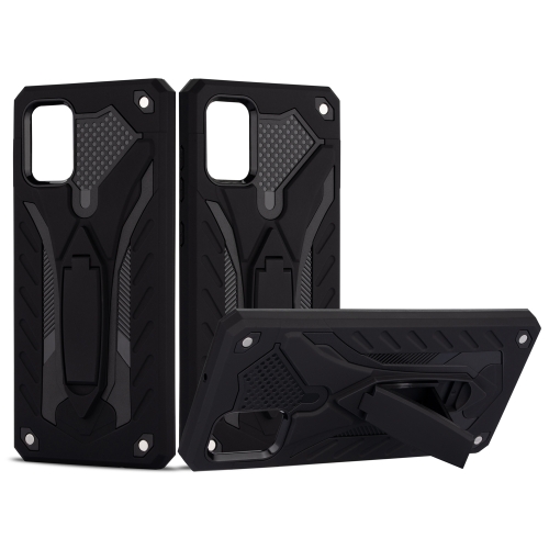 

For Galaxy A71 Shockproof TPU + PC Protective Case with Holder(Black)