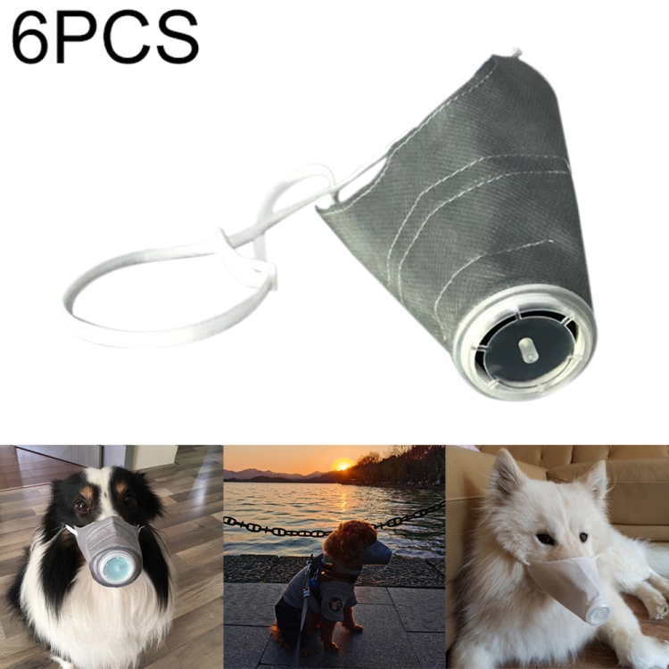 

6 PCS Breathable Dustproof Mask Pet Dog Mouth Air Filtration Mask, Size:S 24cm x 8cm(Grey)