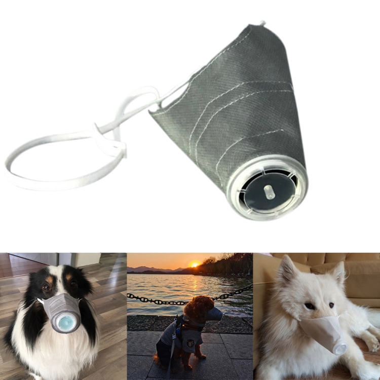 

Breathable Dustproof Mask Pet Dog Mouth Air Filtration Mask, Size: 30cm x 11cm(Grey)