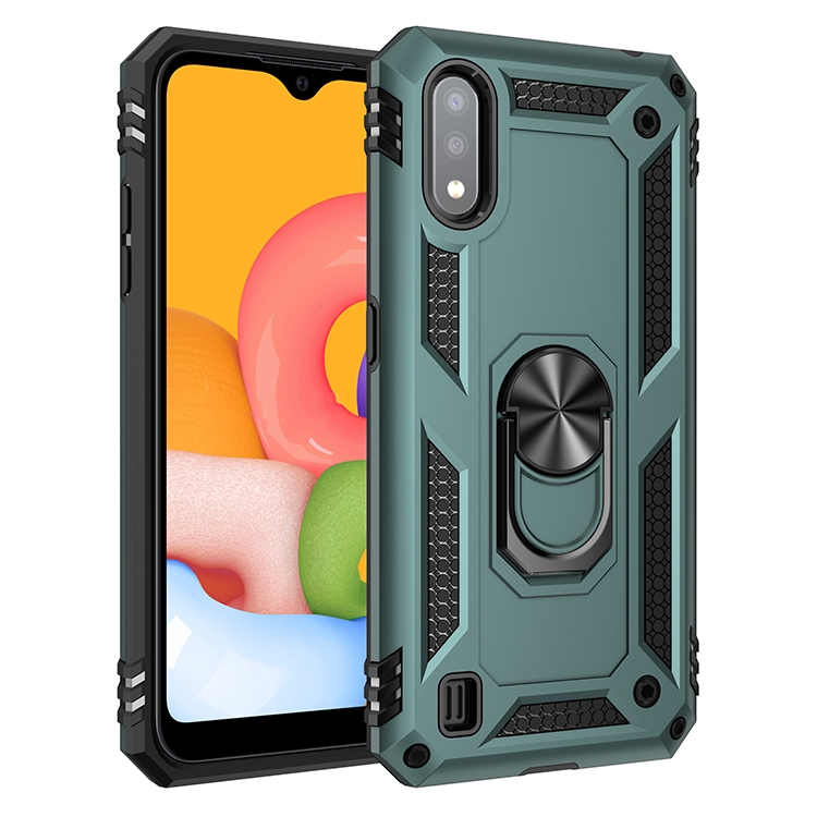 

For Galaxy A01 Shockproof TPU + PC Protective Case with 360 Degree Rotating Holder(Green)