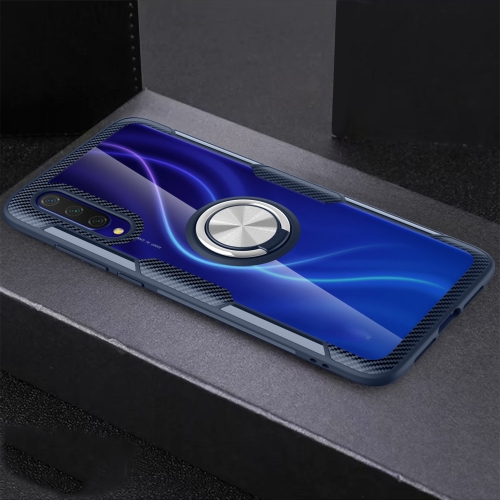 

For Xiaomi CC9 Shockproof Transparent TPU + Acrylic Protective Case with Ring Holder(Navy)