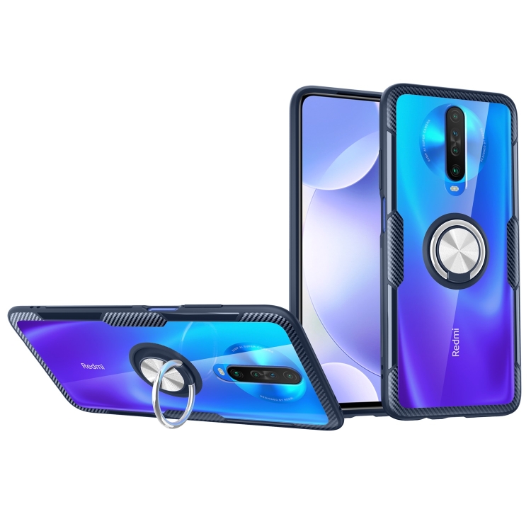 

For Xiaomi Redmi K30 Shockproof Transparent TPU + Acrylic Protective Case with Ring Holder(Navy)