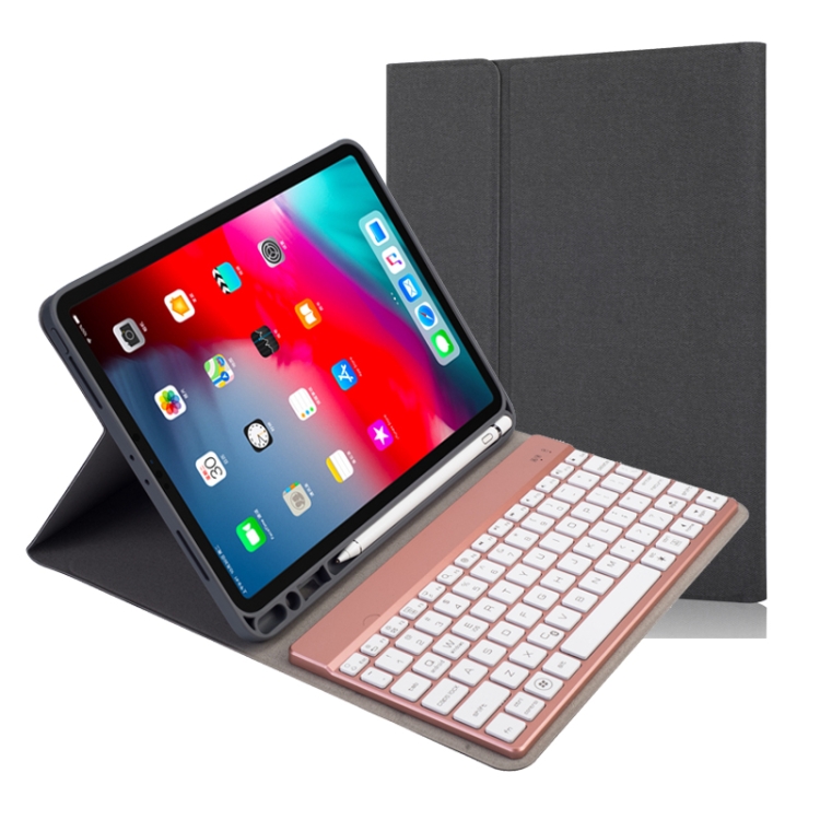 

RK11A Backlight TPU Multi Color Light Bluetooth Keyboard Horizontal Flip Leather Case for iPad Pro 11 2020 / 2018 with Holder & Pen Slot(Black)