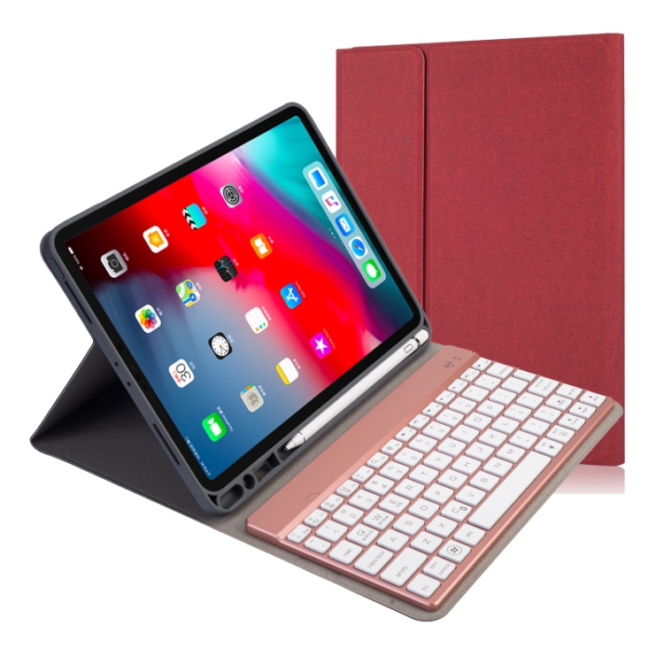 

RK11A Backlight TPU Multi Color Light Bluetooth Keyboard Horizontal Flip Leather Case for iPad Pro 11 2020 / 2018 with Holder & Pen Slot(Red)