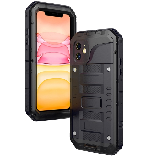 

For iPhone 11 Dustproof Shockproof Waterproof Silicone + Metal Protective Case(Black)