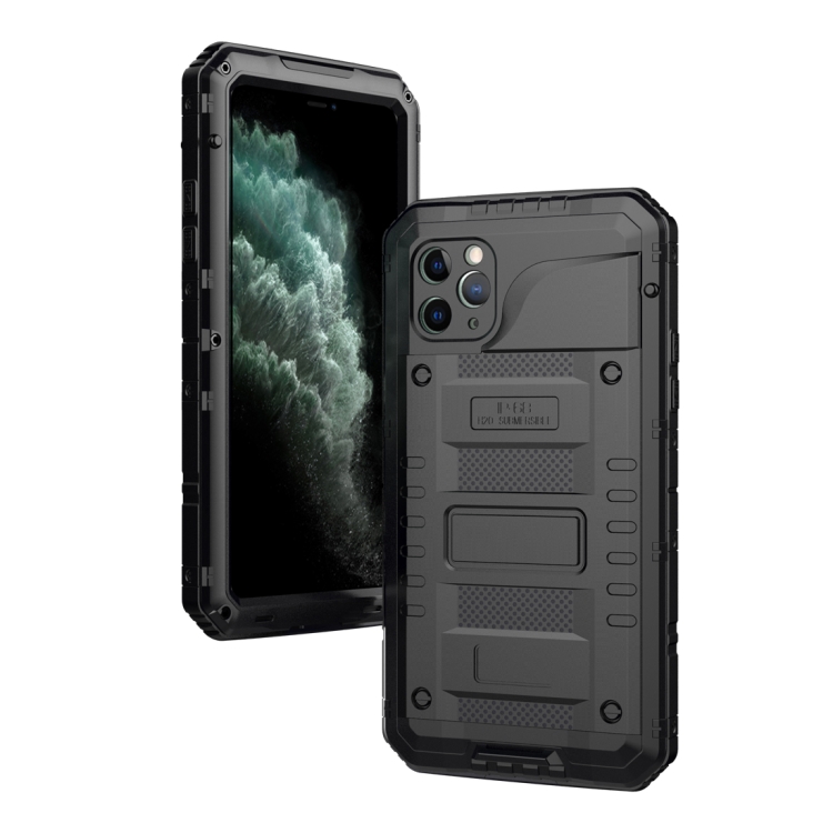 

For iPhone 11 Pro Max Dustproof Shockproof Waterproof Silicone + Metal Protective Case(Black)