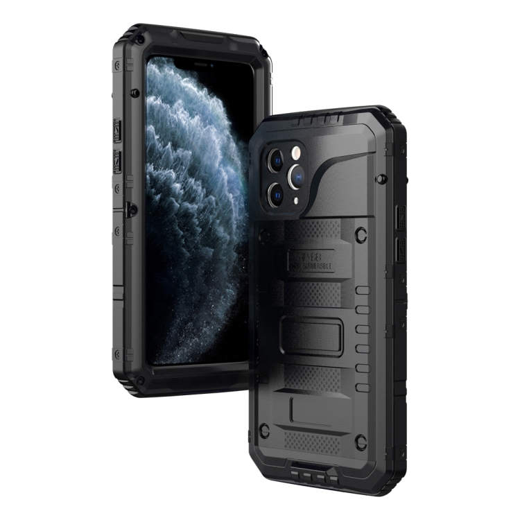 

For iPhone 11 Pro Dustproof Shockproof Waterproof Silicone + Metal Protective Case(Black)