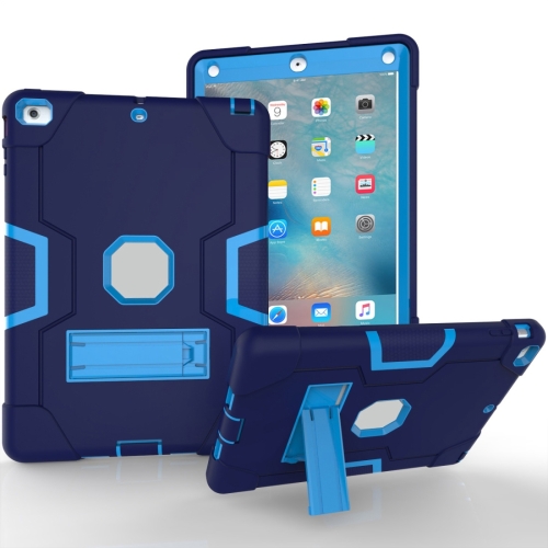 

For iPad 4 / 3 / 2 Silicone + PC Protective Case with Stand(Light Blue + Dark Blue)